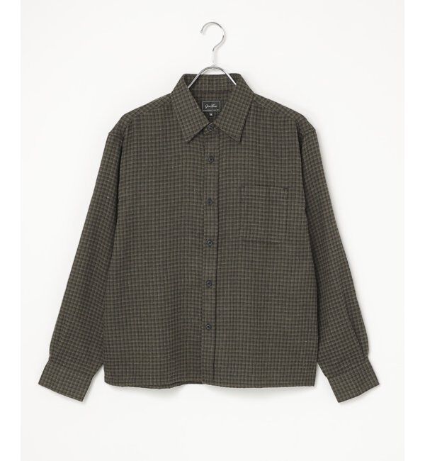 VENCE share style「TCオンブレネルチェック クロップドシャツ」|シャツ・ブラウス|ダークグリーン