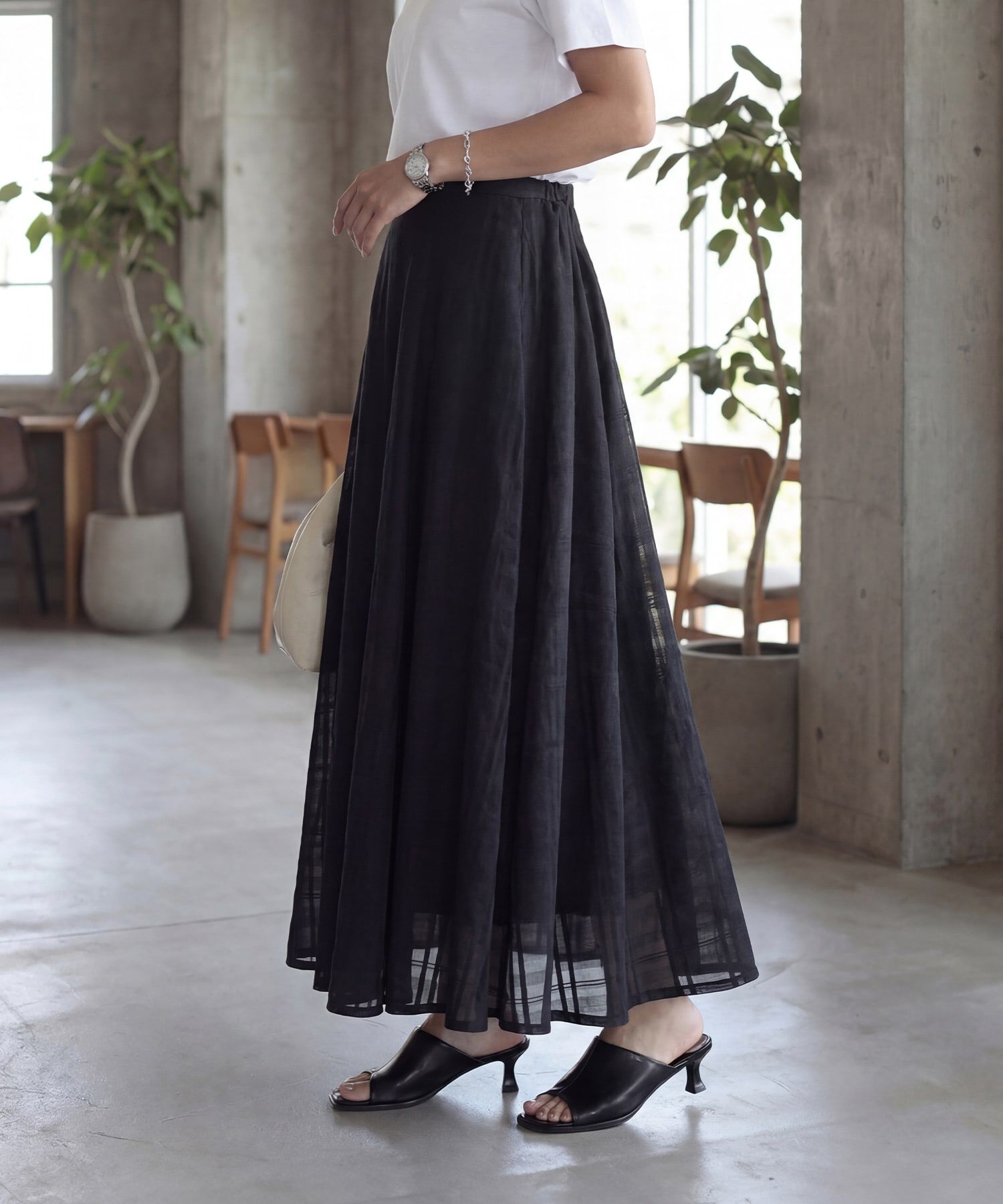 STYLE DELI「【Kana Oyama&times;BLK001】シアーチェックスカート／DELI size」|スカート|