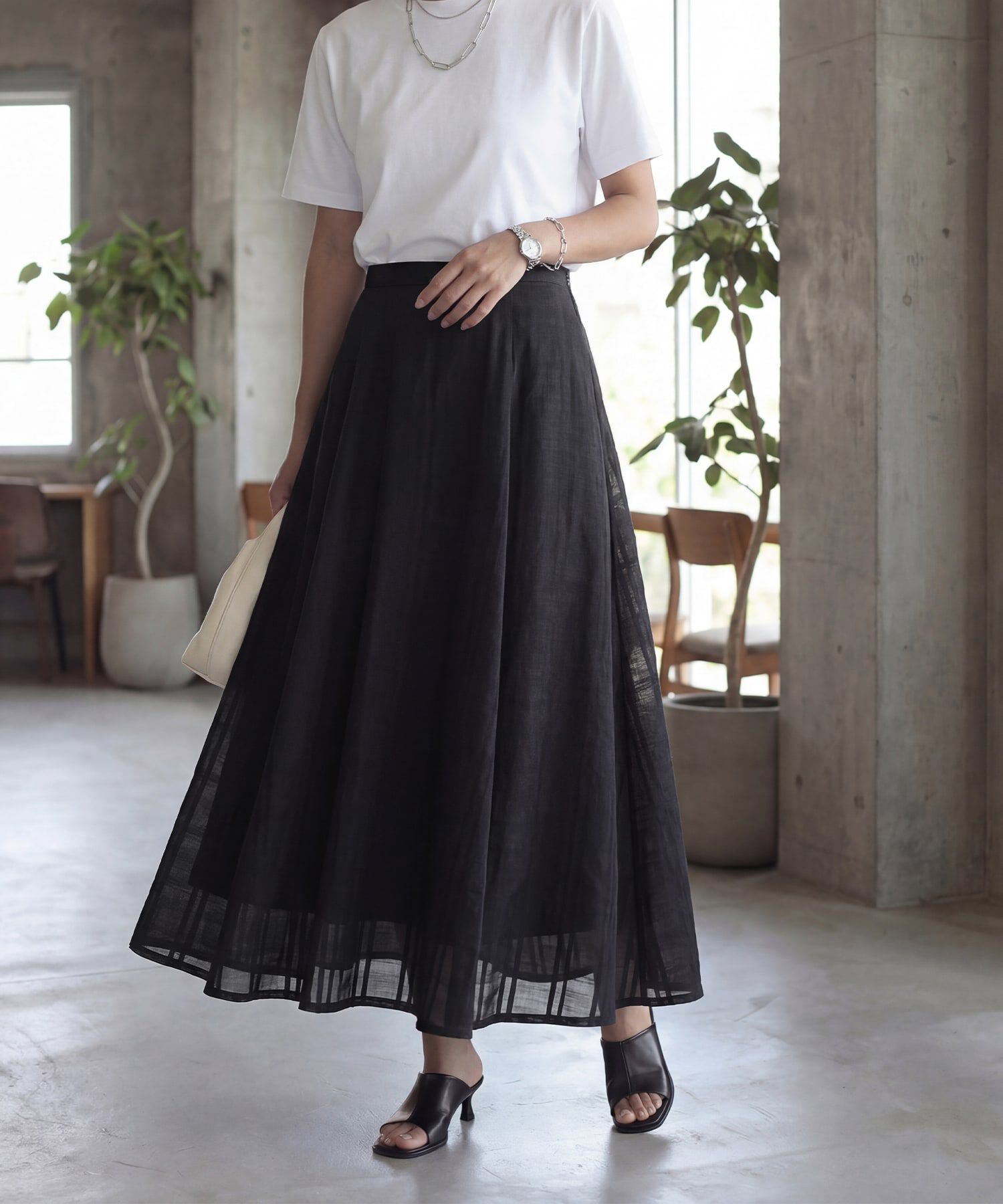STYLE DELI「【Kana Oyama&times;BLK001】シアーチェックスカート／DELI size」|スカート|