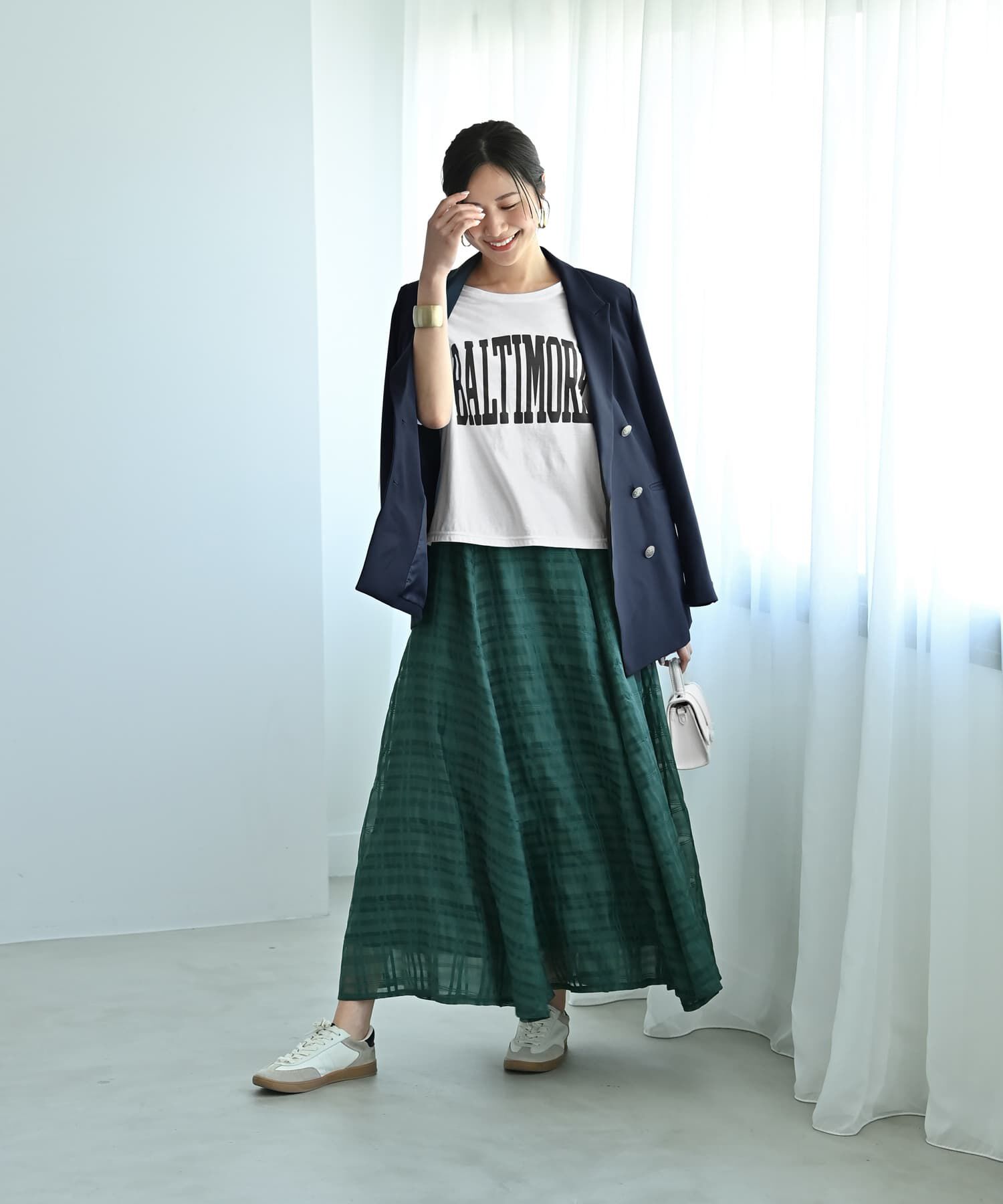 STYLE DELI「【Kana Oyama&times;BLK001】シアーチェックスカート／DELI size」|スカート|