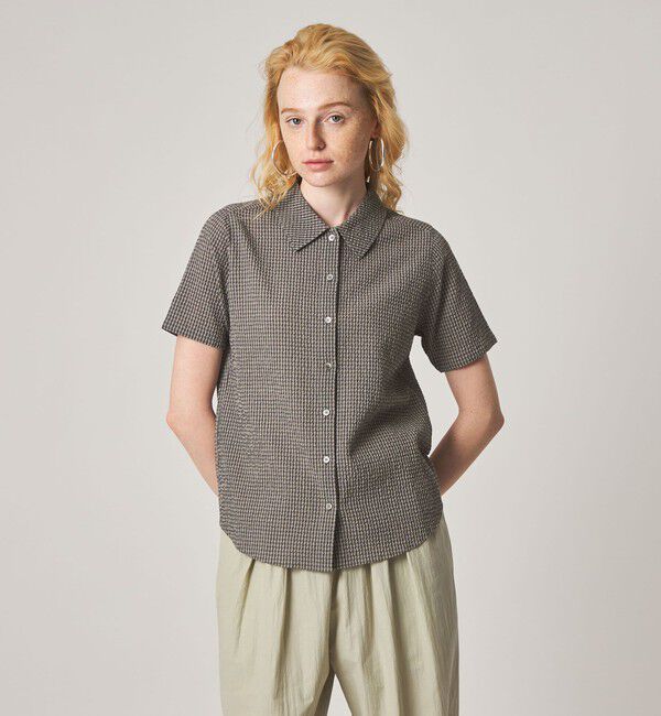 STEVEN ALAN「＜Steven Alan＞コットン サッカー ハーフスリーブ シャツ」|シャツ・ブラウス|MD.BROWN
