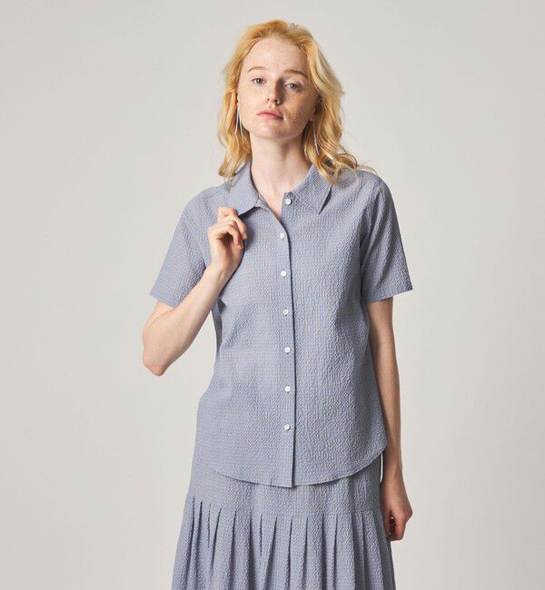 STEVEN ALAN「＜Steven Alan＞コットン サッカー ハーフスリーブ シャツ」|シャツ・ブラウス|