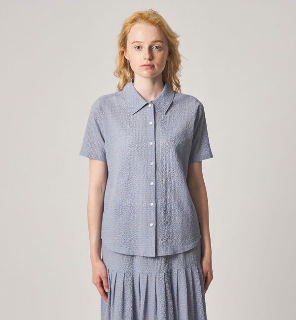 STEVEN ALAN「＜Steven Alan＞コットン サッカー ハーフスリーブ シャツ」|シャツ・ブラウス|