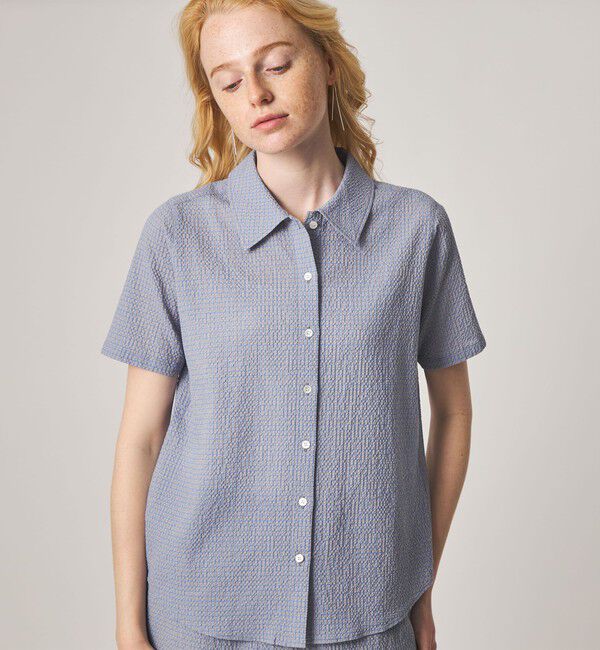 STEVEN ALAN「＜Steven Alan＞コットン サッカー ハーフスリーブ シャツ」|シャツ・ブラウス|