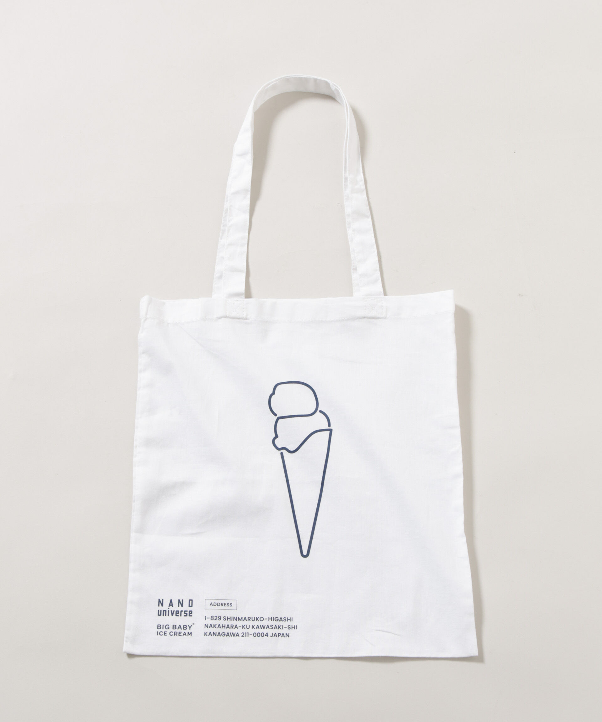 NANO universe「BIG BABY ICE CREAM&times;NANO universe スーベニアトートバッグ」|ショルダー・メッセンジャー|ホワイト