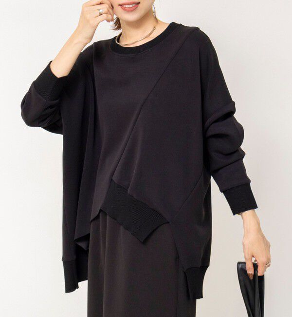 Rie Miller「《セットアップ対応》ウォッシャブルソフトダンボール変形プルオーバ」|Tシャツ・カットソー|ブラック
