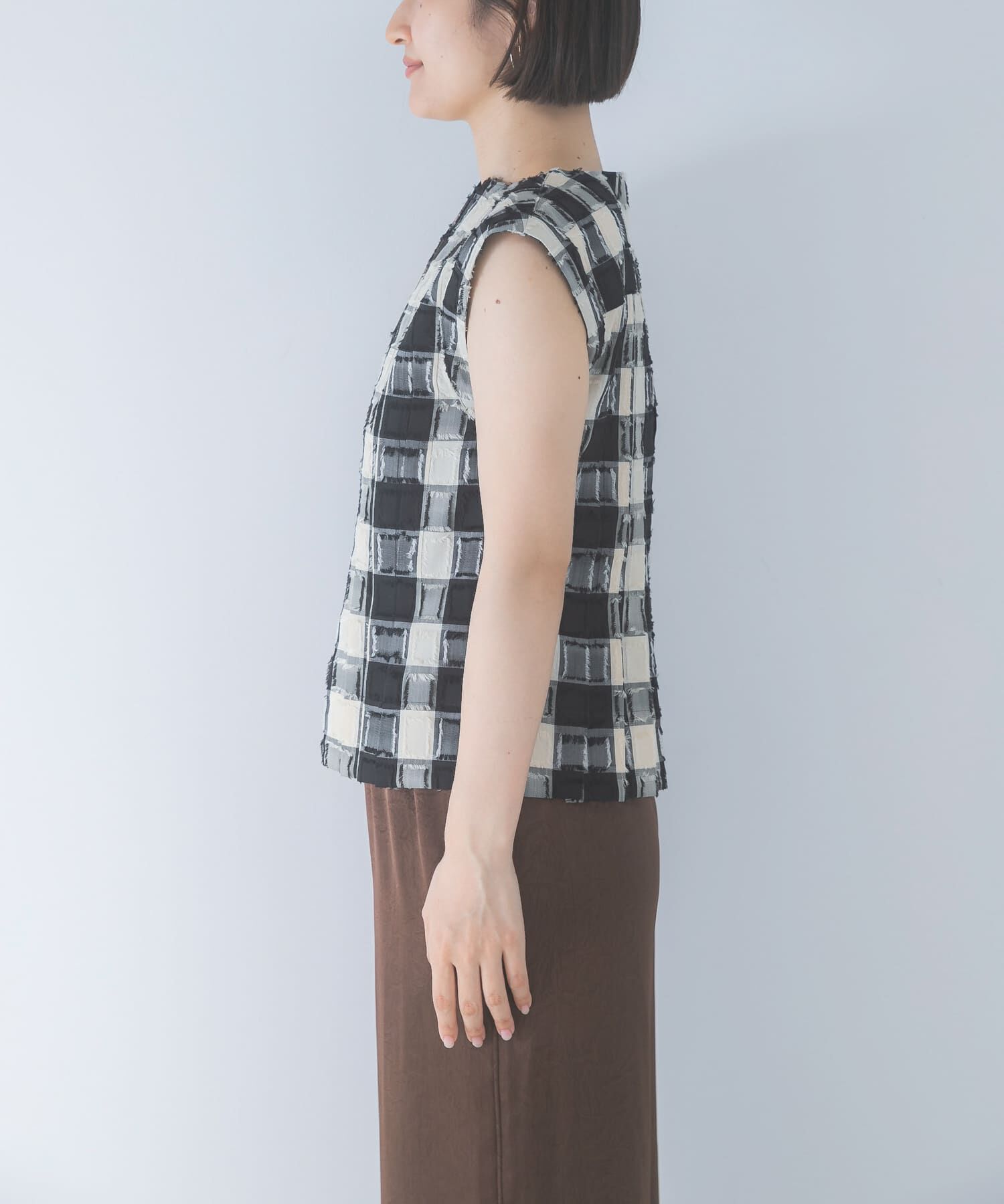 URBAN RESEARCH ROSSO「チェックジャガードタックデザインブラウス」|シャツ・ブラウス|