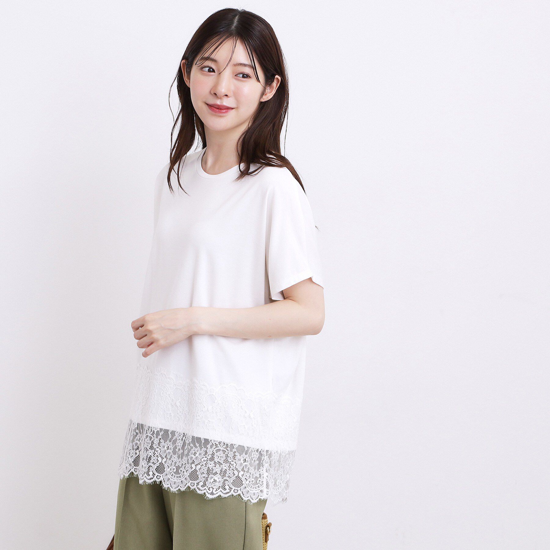 grove「【持続冷感/SET UP可】ひんやりポンチシリーズ／裾レースドルマンカットソー」|Tシャツ・カットソー|