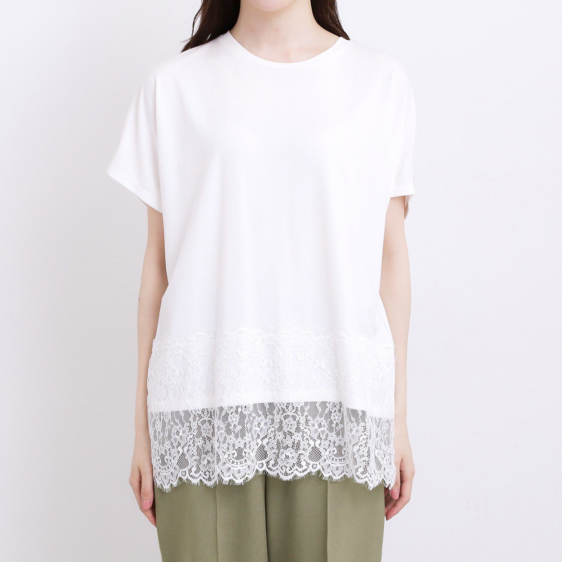 grove「【持続冷感/SET UP可】ひんやりポンチシリーズ／裾レースドルマンカットソー」|Tシャツ・カットソー|