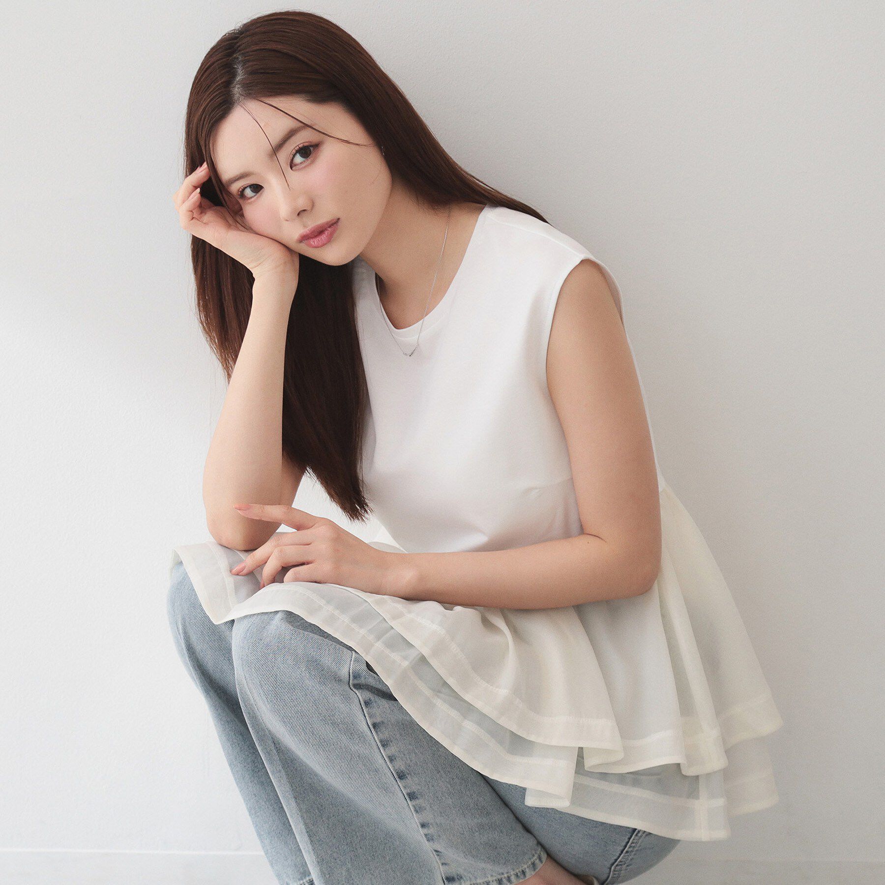 index「ダブルペプラムトップス【洗濯機OK】」|Tシャツ・カットソー|オフホワイト(003