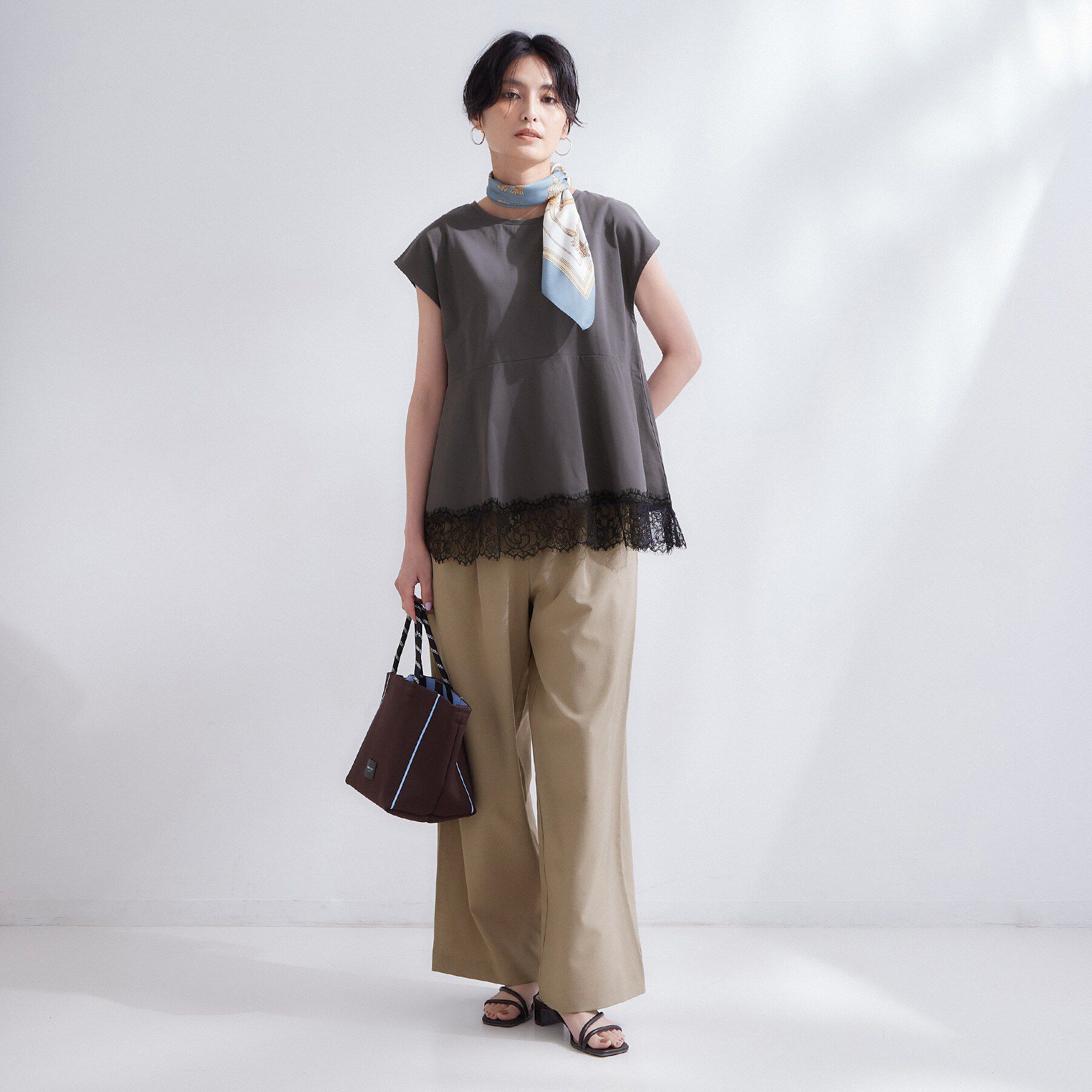 OPAQUE.CLIP「裾レースペプラムカットソー【洗濯機OK】」|Tシャツ・カットソー|