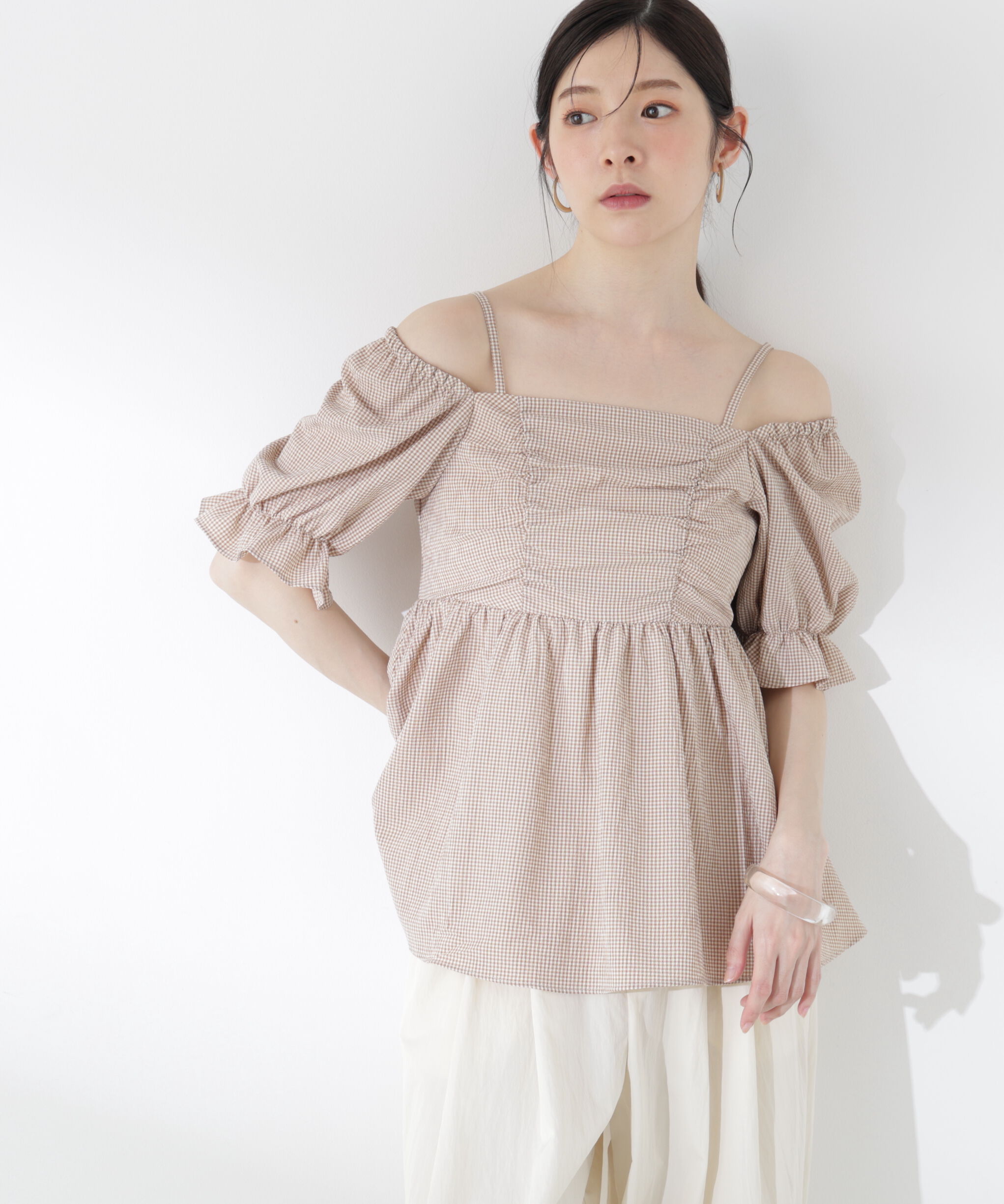 PROPORTION BODY DRESSING「〈a/mie〉ギンガム2wayブラウス」|シャツ・ブラウス|