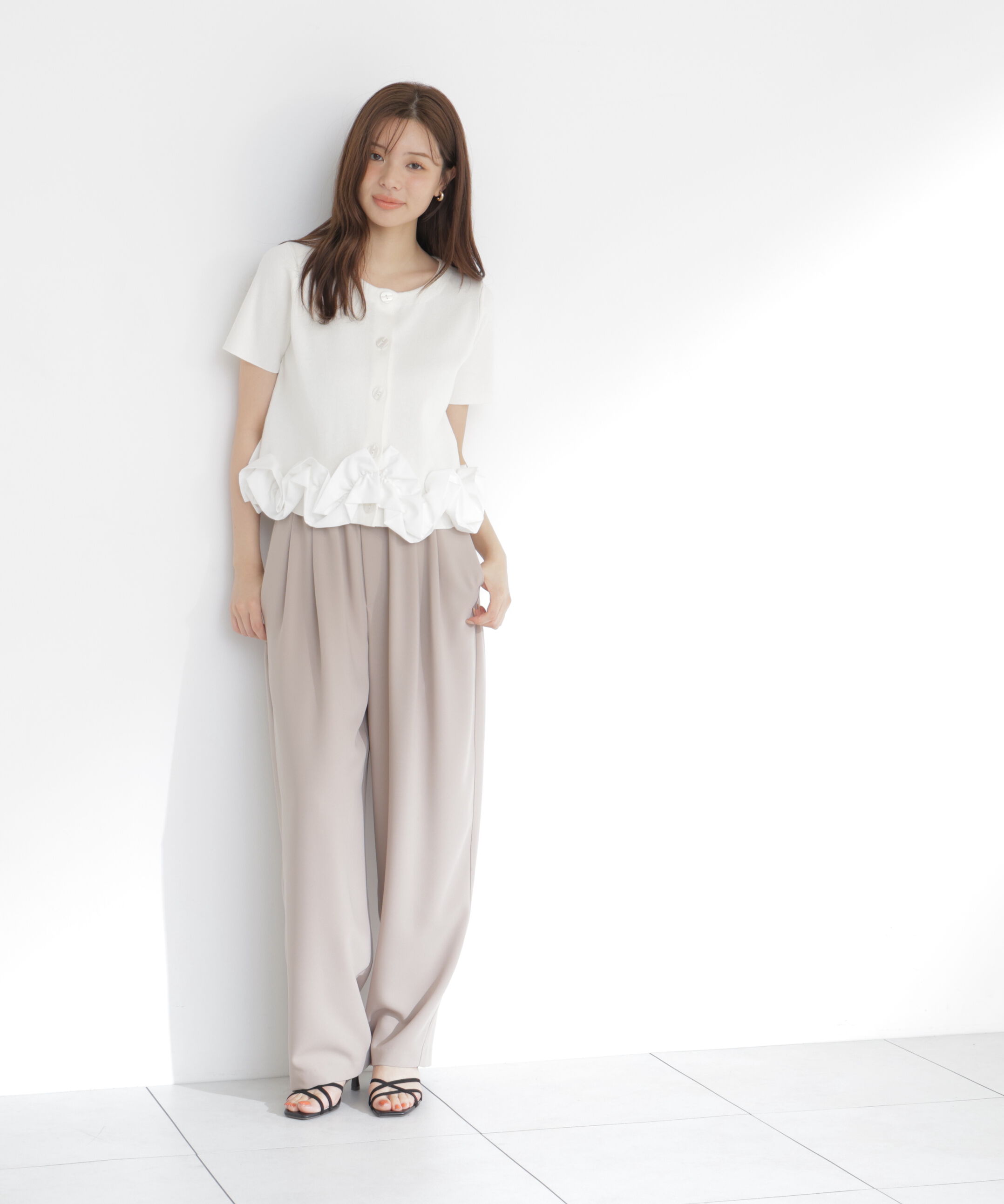 PROPORTION BODY DRESSING「＜中川紅葉さん着用＞〈a/mie〉半袖ホイップヘムカーディガン」|カーディガン|