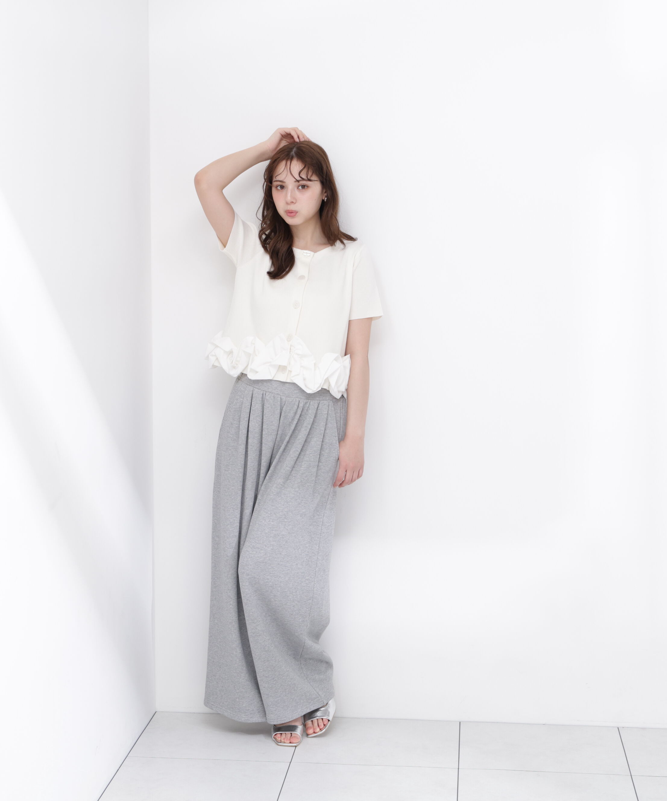 PROPORTION BODY DRESSING「＜中川紅葉さん着用＞〈a/mie〉半袖ホイップヘムカーディガン」|カーディガン|