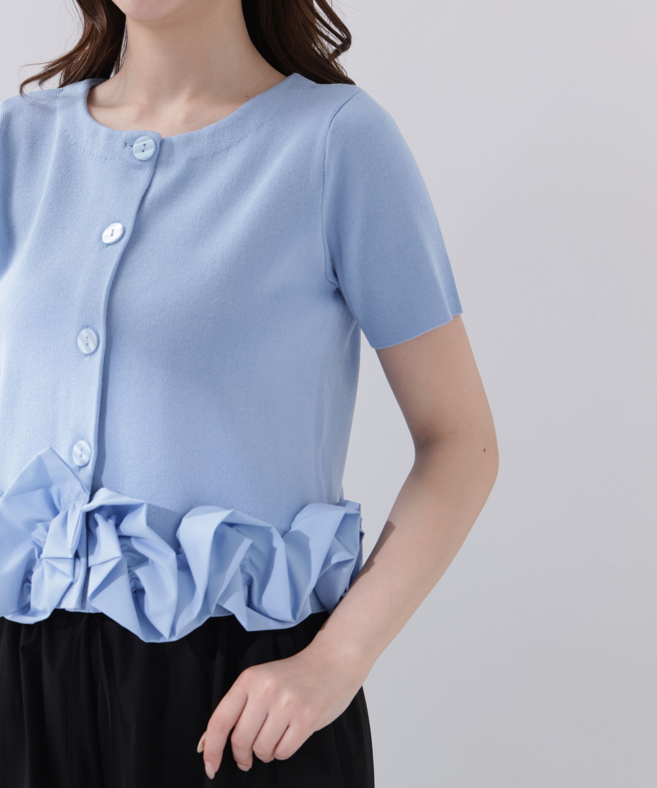 PROPORTION BODY DRESSING「＜中川紅葉さん着用＞〈a/mie〉半袖ホイップヘムカーディガン」|カーディガン|