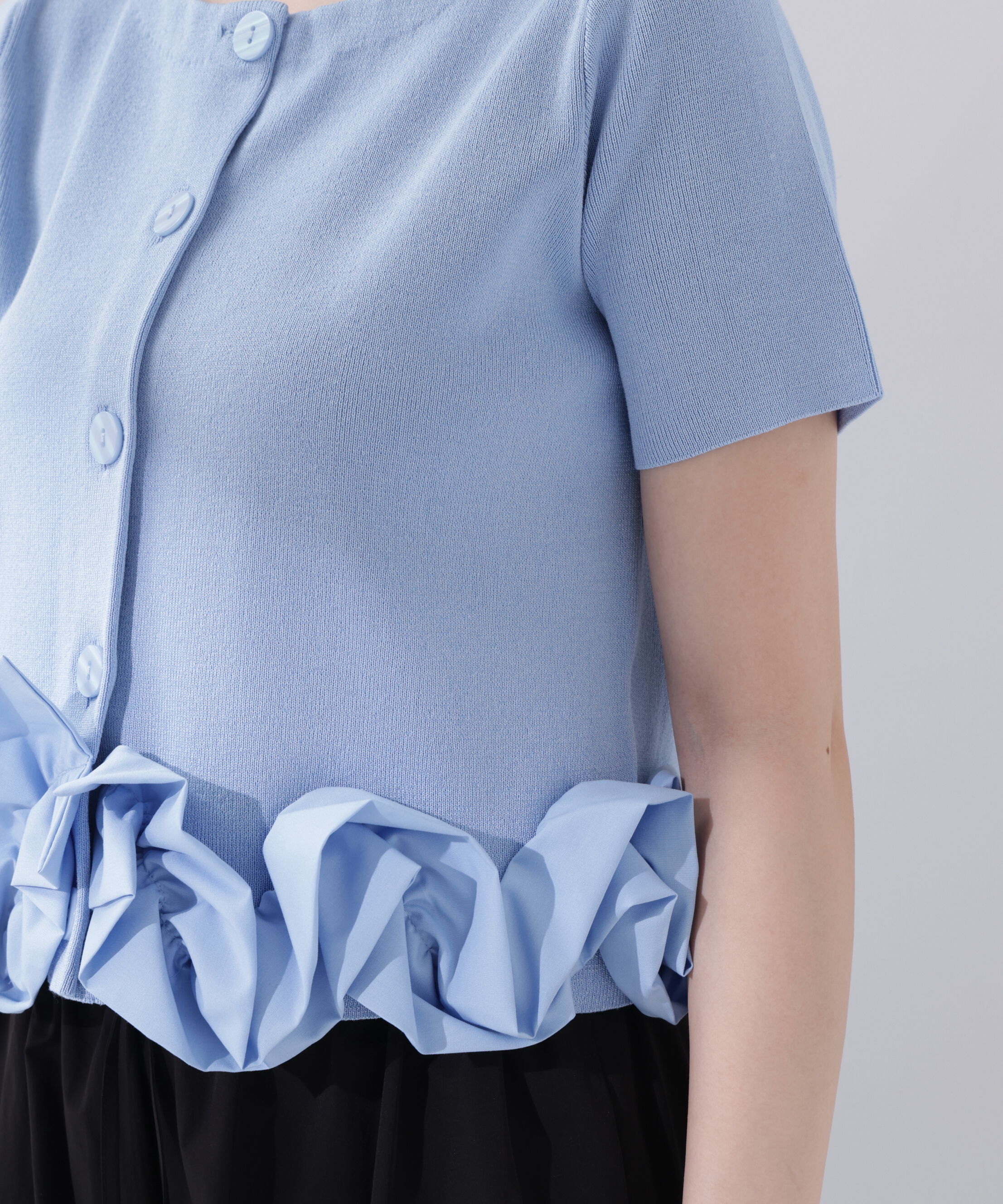 PROPORTION BODY DRESSING「＜中川紅葉さん着用＞〈a/mie〉半袖ホイップヘムカーディガン」|カーディガン|