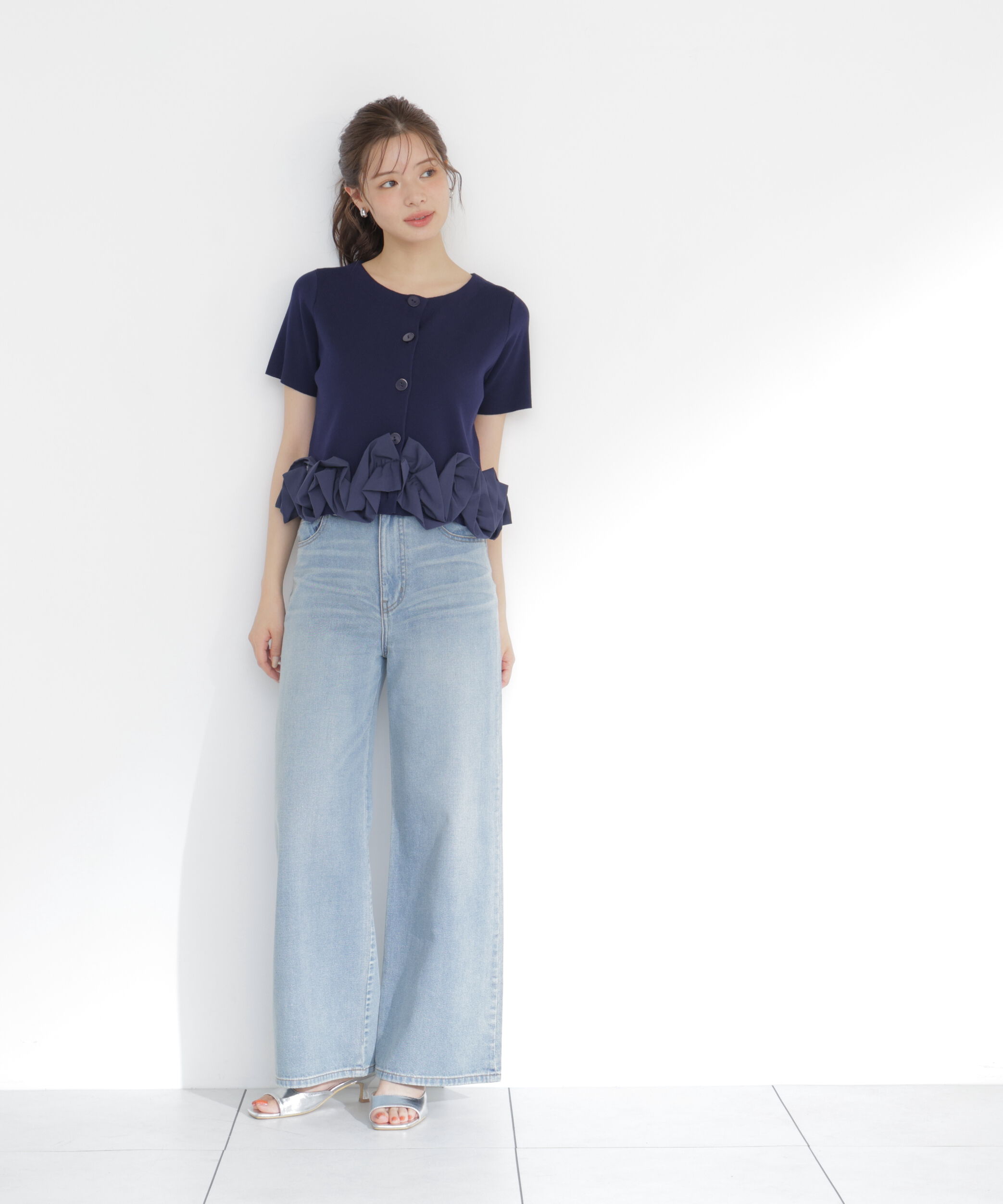 PROPORTION BODY DRESSING「＜中川紅葉さん着用＞〈a/mie〉半袖ホイップヘムカーディガン」|カーディガン|