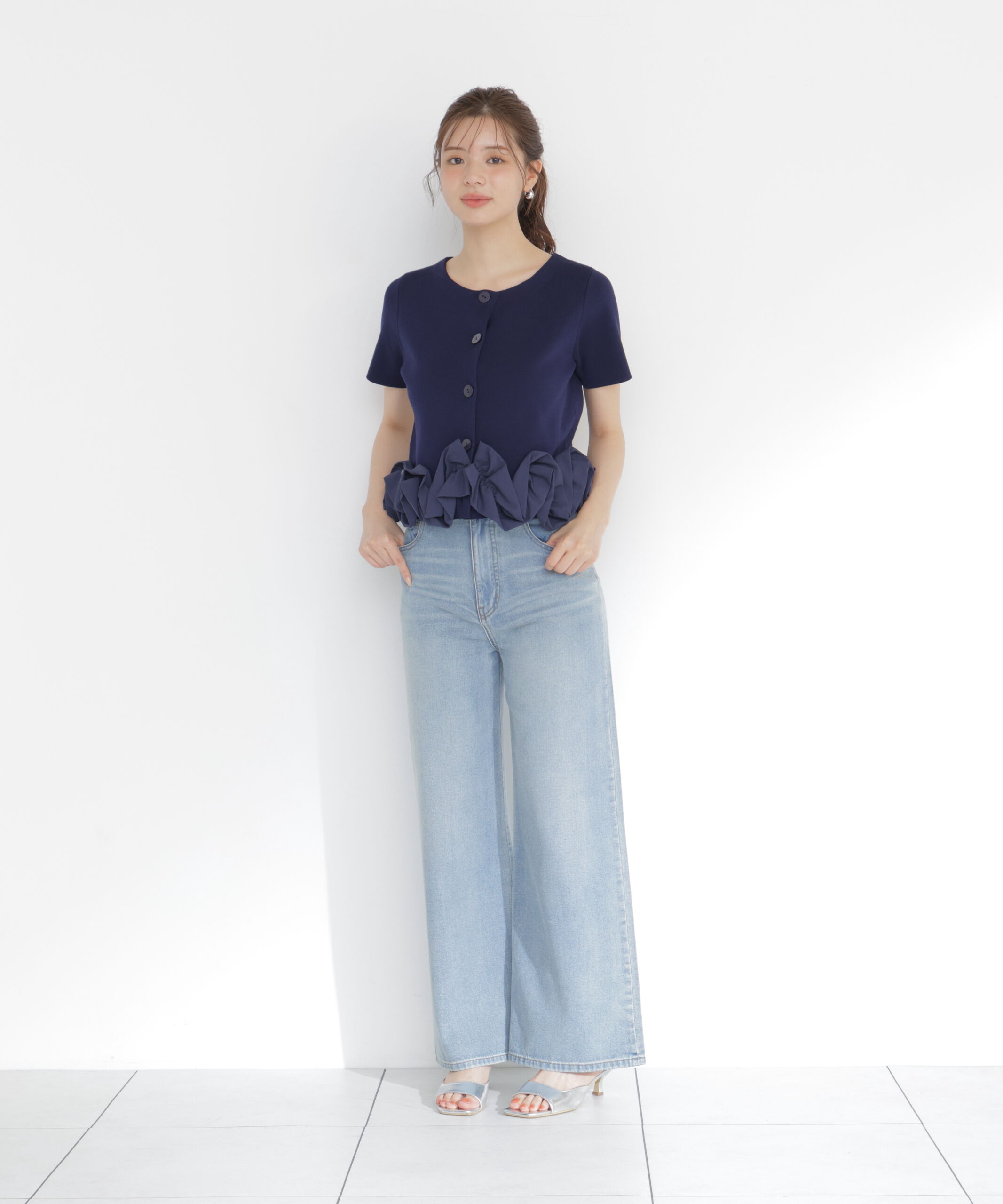 PROPORTION BODY DRESSING「＜中川紅葉さん着用＞〈a/mie〉半袖ホイップヘムカーディガン」|カーディガン|