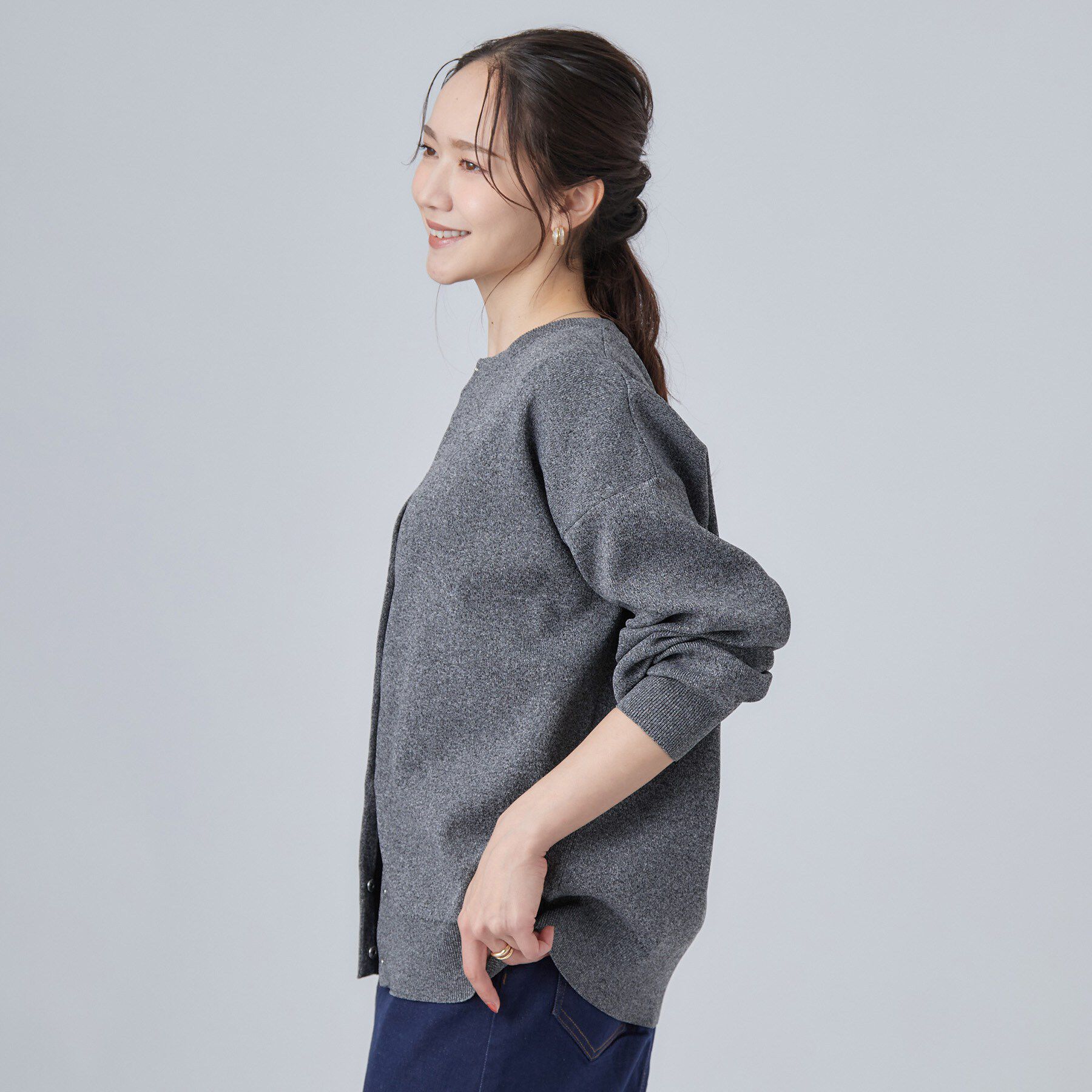SHOO･LA･RUE「【セットアップ可/洗濯機可】軽やかに羽織れる スポンディッシュ ニットカーディガン」|カーディガン|