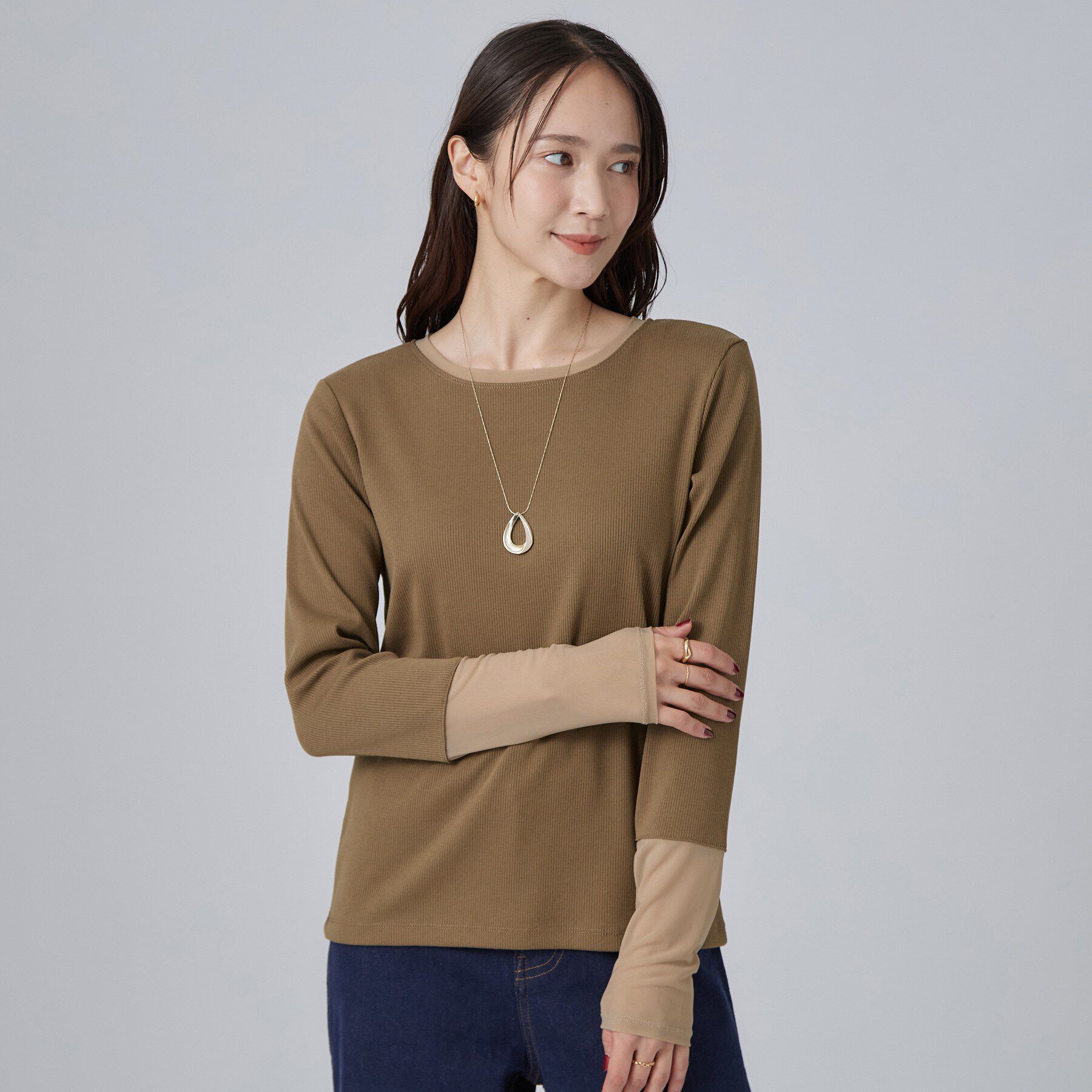 SHOO･LA･RUE「【S-LL/洗濯機可】コーデの幅広がる お袖チュールトップス」|Tシャツ・カットソー|
