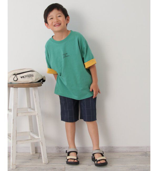 ikka kids「USAコットン 袖裏配色Tシャツ（120~160cm）」|Tシャツ・カットソー|