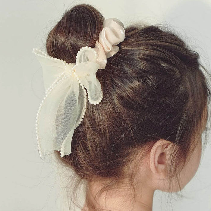 BACKYARD FAMILY「シュシュ 子供 リボン 大きめ パール 通販 ヘアゴム 髪飾り 子ども こども キッズ 女の子」|ヘアゴム・シュシュ|