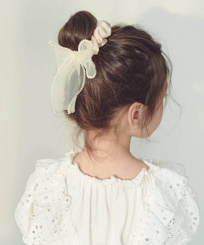 BACKYARD FAMILY「シュシュ 子供 リボン 大きめ パール 通販 ヘアゴム 髪飾り 子ども こども キッズ 女の子」|ヘアゴム・シュシュ|