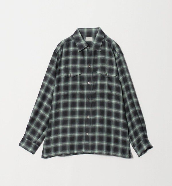 UNITED ARROWS green label relaxing「P/CU/W オンブレ チェック 2フラップポケット シャツ」|シャツ・ブラウス|BLACK