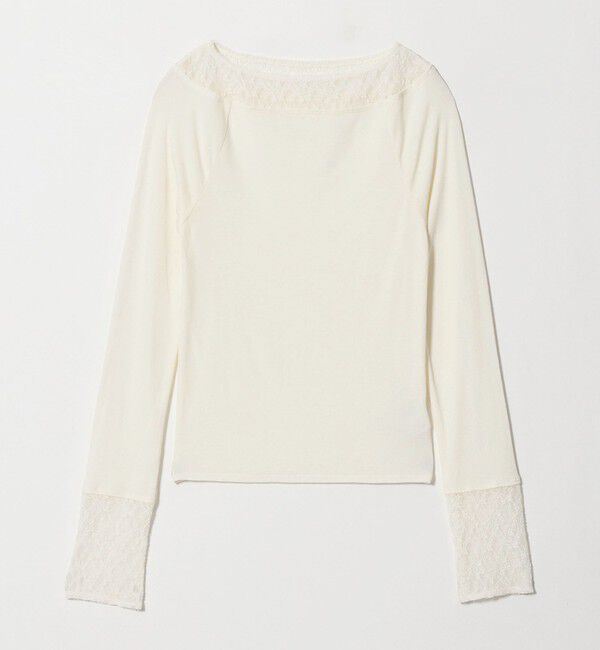 BEAUTY&YOUTH UNITED ARROWS「レースドッキング ロングスリーブ カットソー」|Tシャツ・カットソー|OFF WHITE