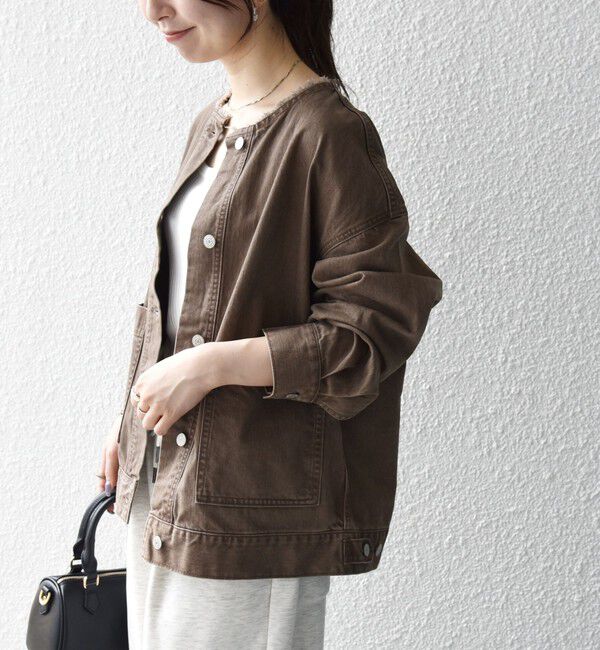 SHIPS any「《一部追加予約》ノーカラー デニム ブルゾン［SHIPS any DENIM］」|デニムジャケット|