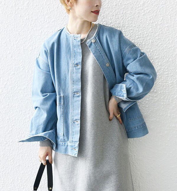 SHIPS any「《一部追加予約》ノーカラー デニム ブルゾン［SHIPS any DENIM］」|デニムジャケット|