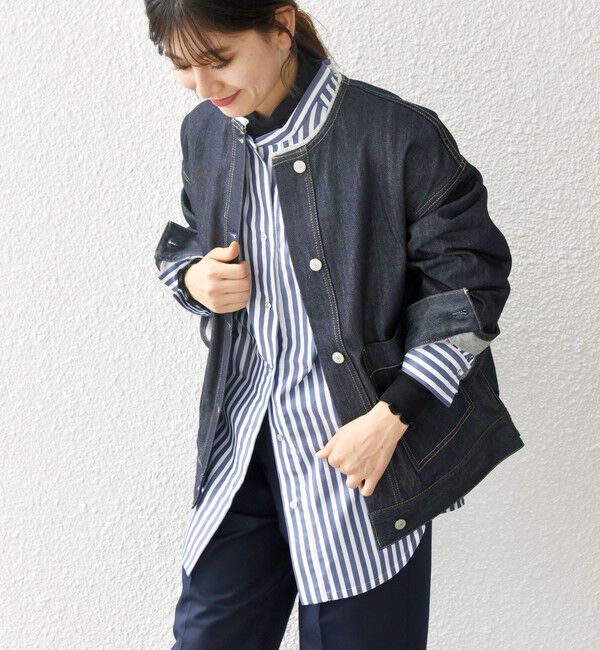 SHIPS any「《一部追加予約》ノーカラー デニム ブルゾン［SHIPS any DENIM］」|デニムジャケット|