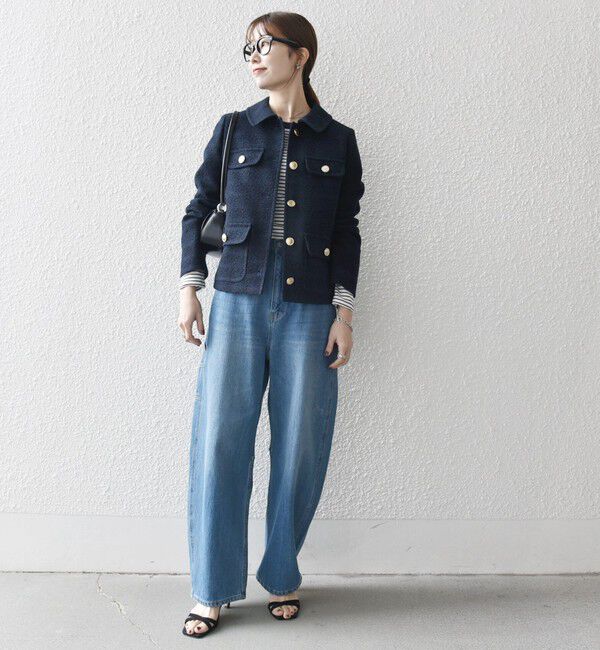 SHIPS any: ツイード シングル ポケット ジャケット［NAVY BLUE