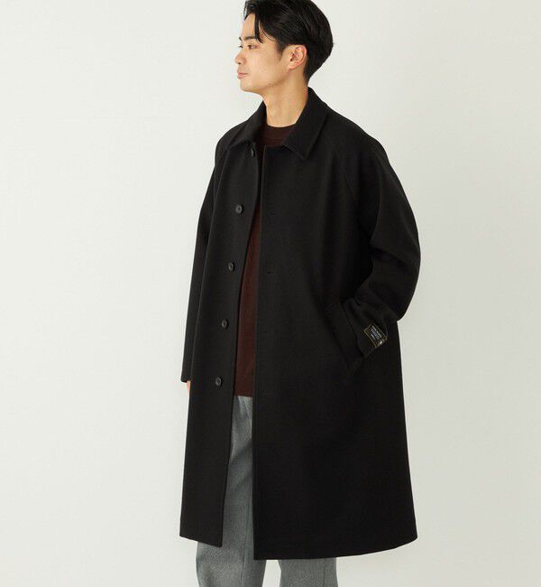 【新古品】シップス Ships woolフラノ風ロングコート BLACK XL SHIPS Colors:ウール ミックス ロングコート（SHIPS Colors ）｜ルミネ
