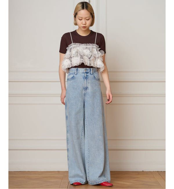 IENA LA BOUCLE「IENA LA BOUCLE ソフトデニムシルエットパンツ」|デニム|