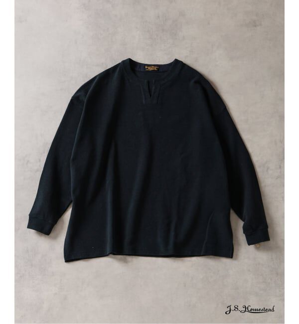 J.S.Homestead「J.S.Homestead / スキッパー ロング スリーブ tシャツ」|Tシャツ・カットソー|ブラック A
