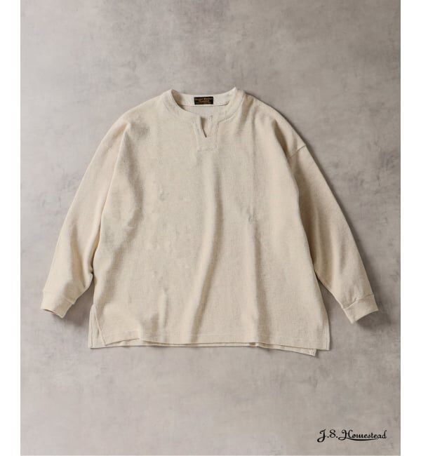 J.S.Homestead「J.S.Homestead / スキッパー ロング スリーブ tシャツ」|Tシャツ・カットソー|ナチュラル