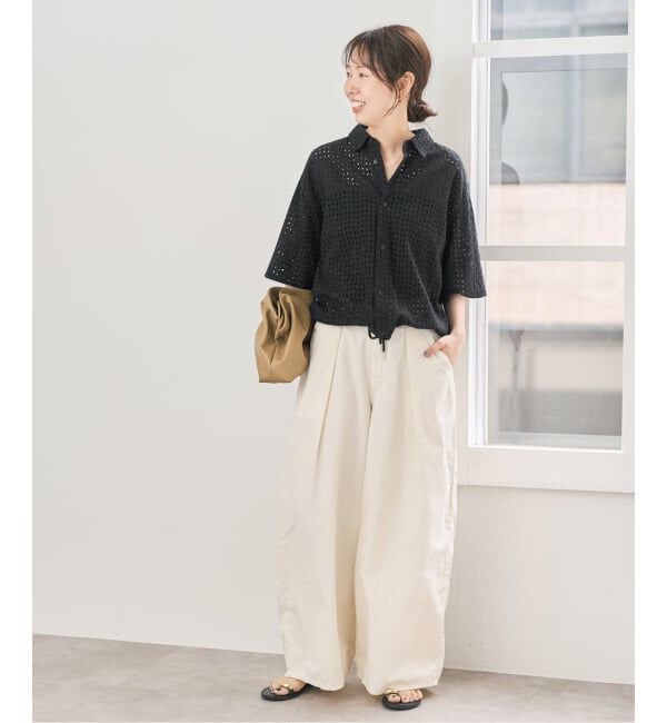 Spick and Span「《セットアップ可》カットワークエンブロイダリーハーフスリーブシャツ」|シャツ・ブラウス|