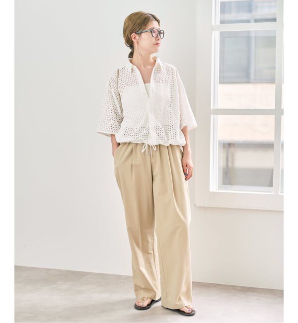 Spick and Span「《セットアップ可》カットワークエンブロイダリーハーフスリーブシャツ」|シャツ・ブラウス|