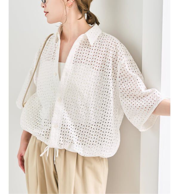 Spick and Span「《セットアップ可》カットワークエンブロイダリーハーフスリーブシャツ」|シャツ・ブラウス|