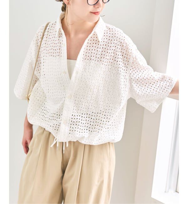 Spick and Span「《セットアップ可》カットワークエンブロイダリーハーフスリーブシャツ」|シャツ・ブラウス|ホワイト A