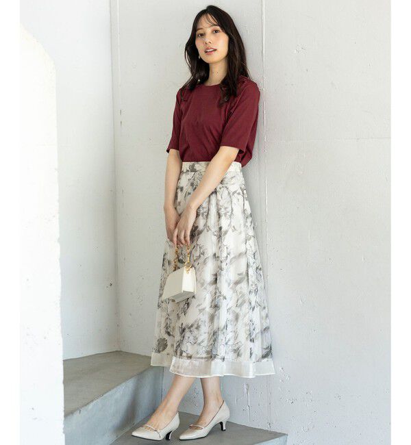 ANY SIS「【WEB・一部店舗限定】ハッチングフラワープリント スカート」|スカート|
