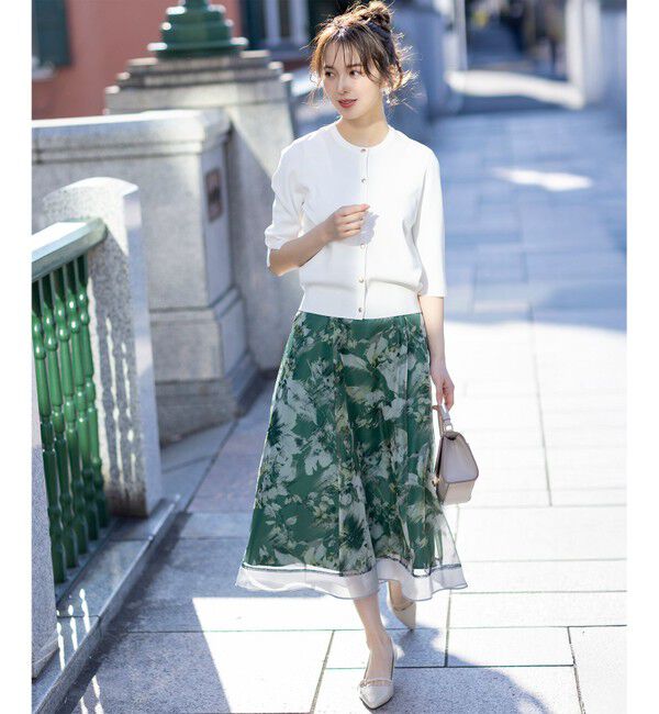 ANY SIS「【WEB・一部店舗限定】ハッチングフラワープリント スカート」|スカート|