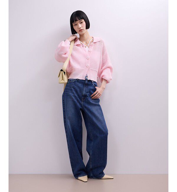 ADAM ET ROPE'「【WEB限定】ワイドリブヘムポロカーディガン」|カーディガン|