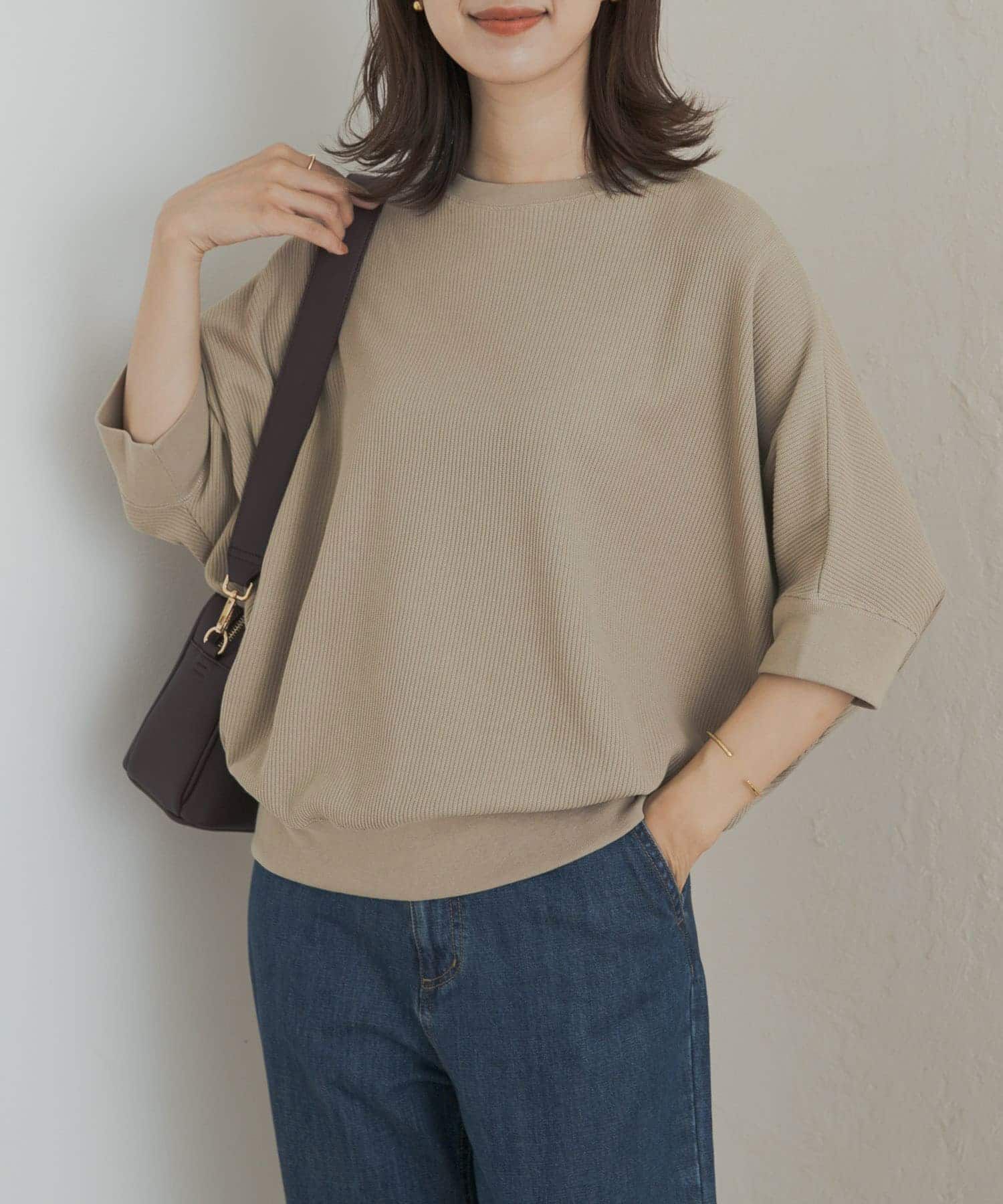 URBAN RESEARCH DOORS「タックフライスワイドTシャツ」|Tシャツ・カットソー|ベージュ