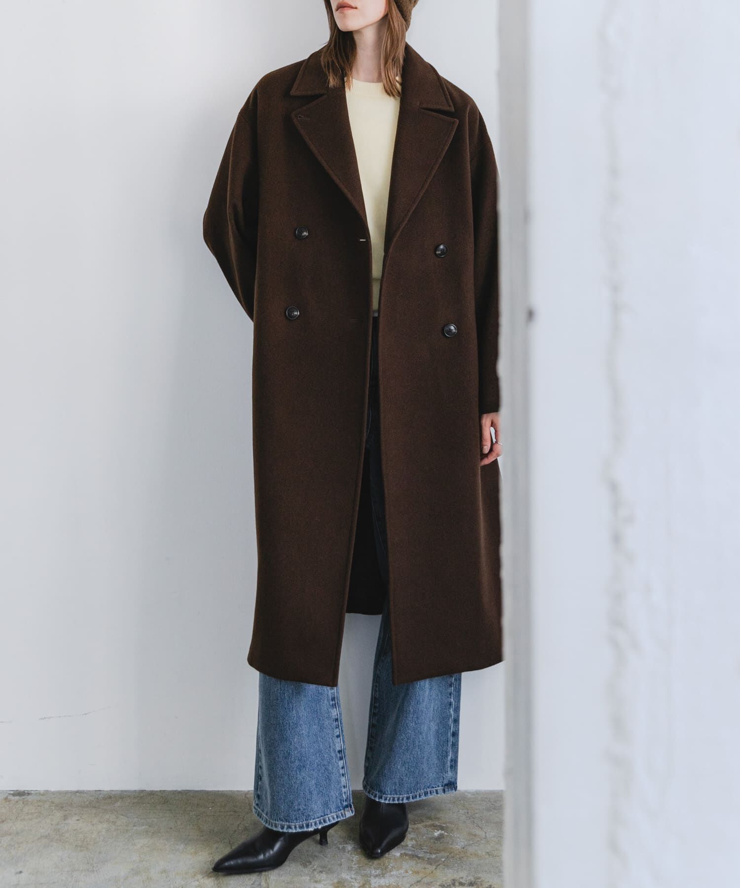 URBAN RESEARCH「スーパー140ウールチェスターコート」|ノーカラーコート|