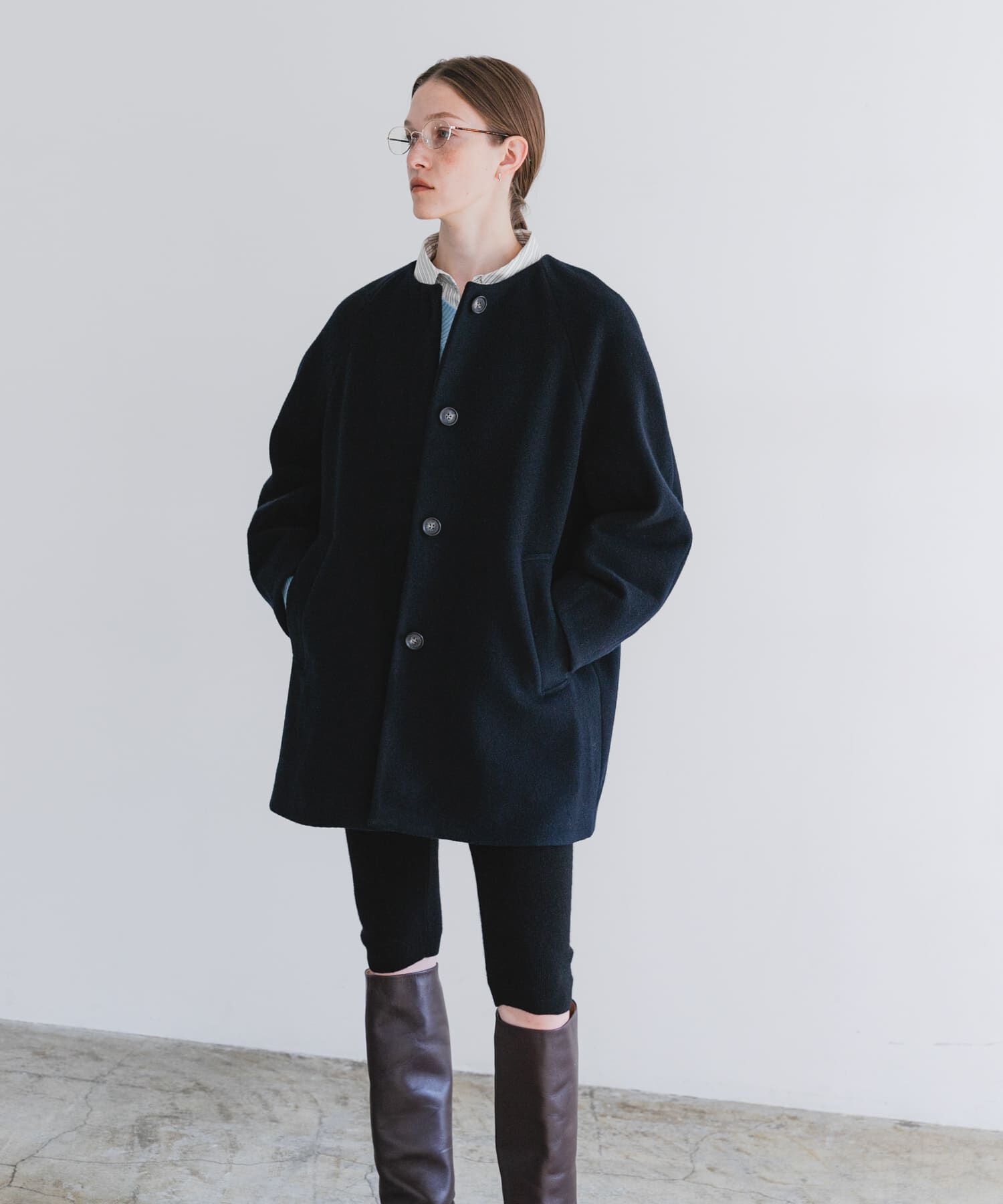 URBAN RESEARCH「スーパー100ウールモッサノーカラーコート」|ノーカラーコート|