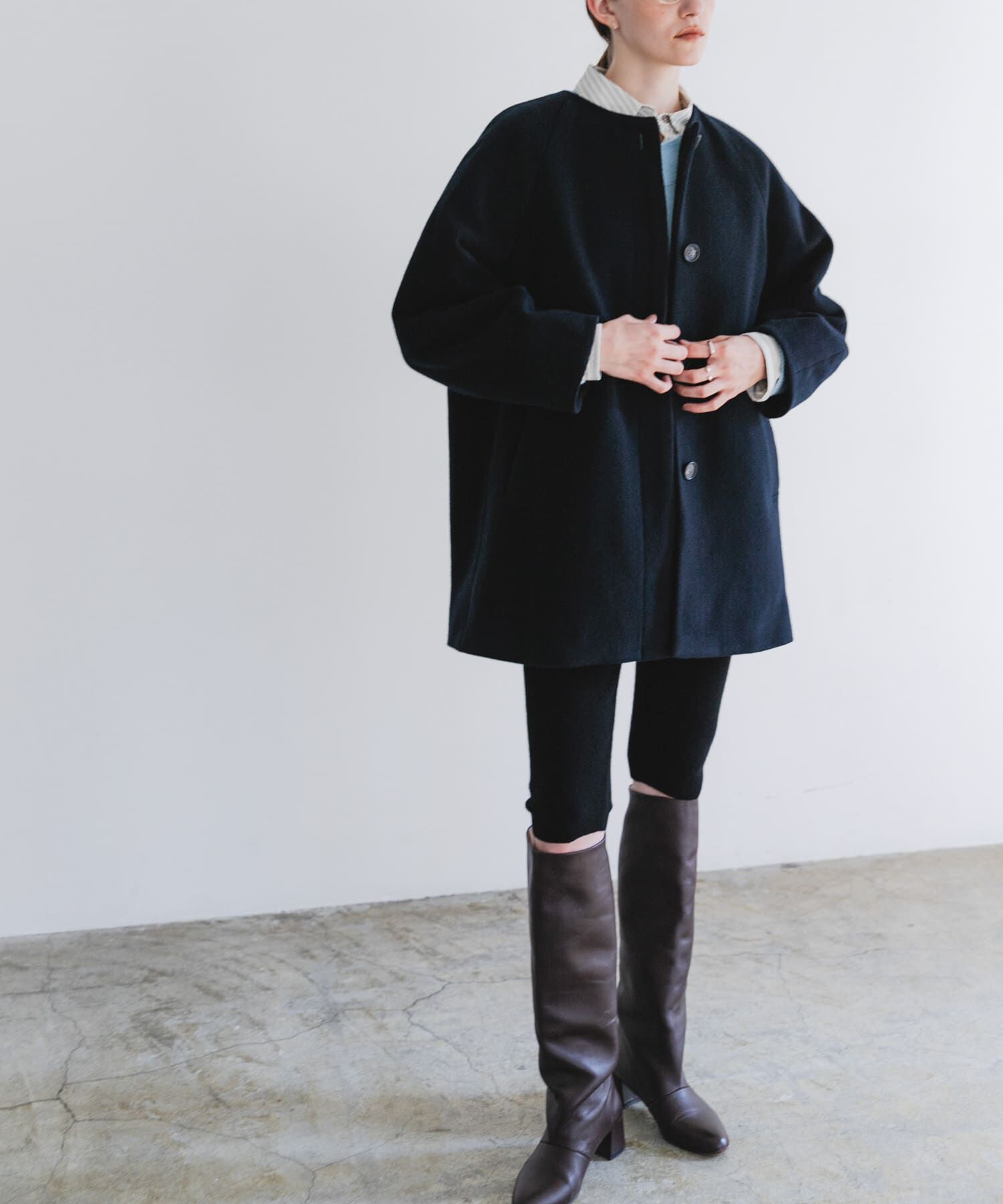 URBAN RESEARCH「スーパー100ウールモッサノーカラーコート」|ノーカラーコート|