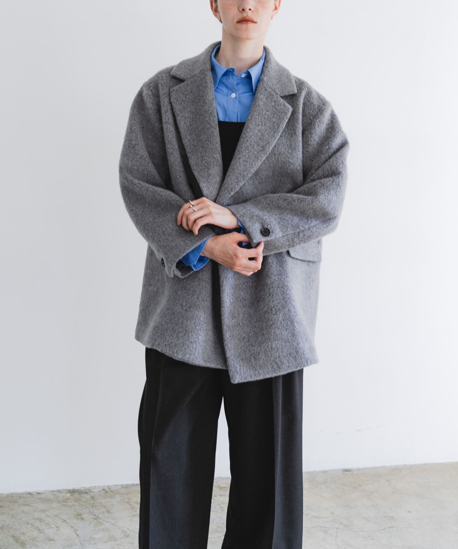 URBAN RESEARCH「ウールブレンドシャギーコート」|ノーカラーコート|