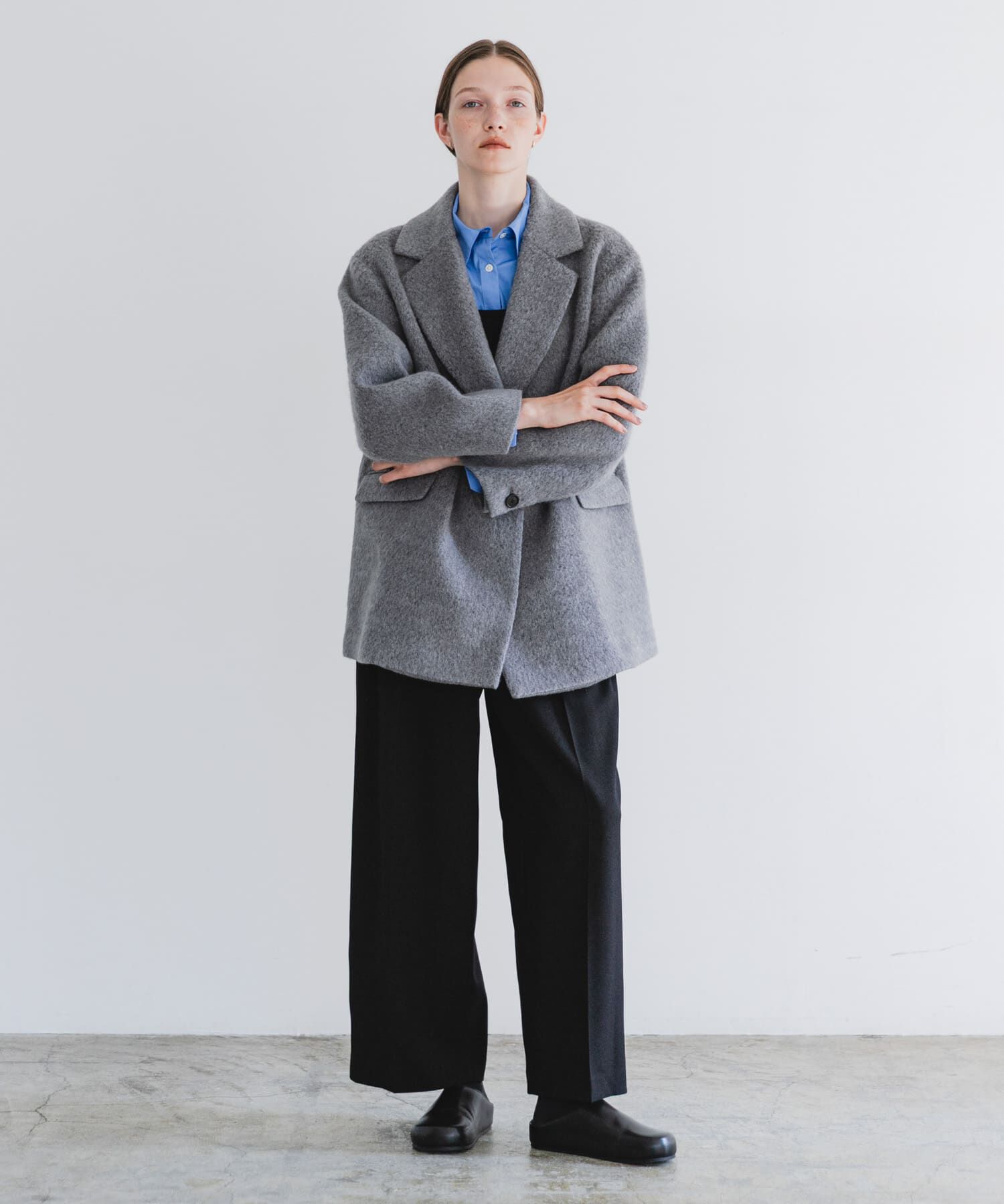URBAN RESEARCH「ウールブレンドシャギーコート」|ノーカラーコート|